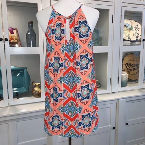 Blue Rain Tribal/Aztec Design Lined Dress - Picture 3 of 6